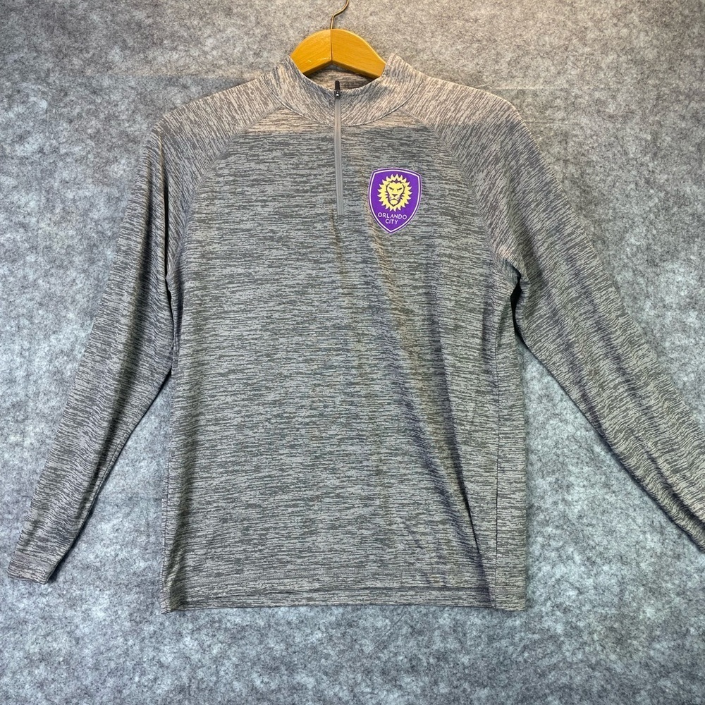 Gray Performance Jacket with Purple Logo